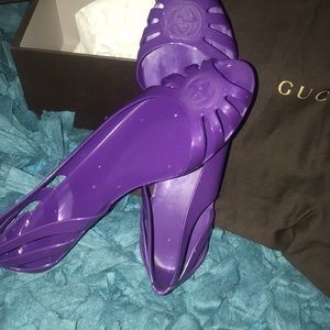 Authentic GUCCI Marola Jelly Flats Purple 38 8